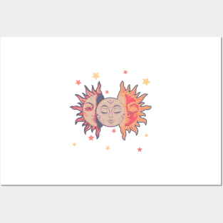 Star child of the moon and sun (matte grey bg, matte 1 version) Posters and Art